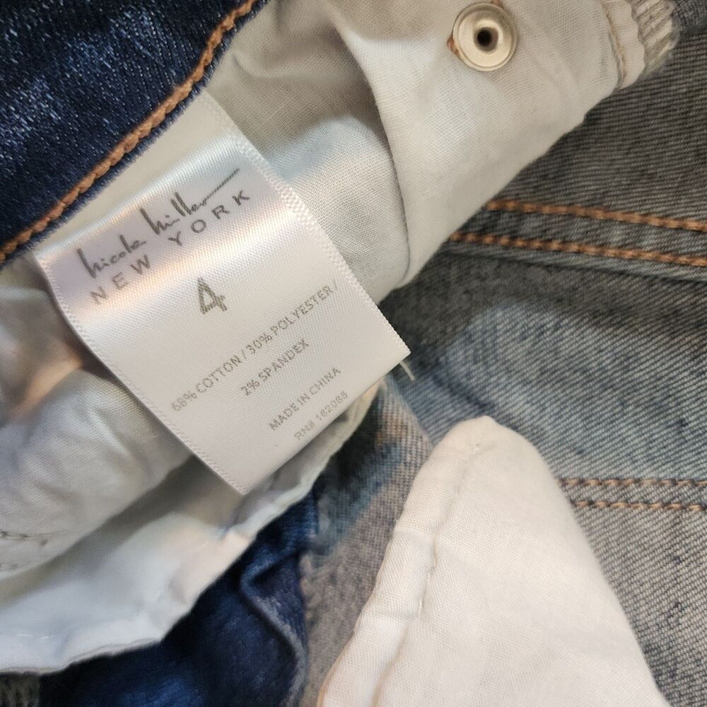 Nicole Miller Jeans Size 4 Soho High Rise Skinny Crop Blue Stretch Raw Hem 30x26 - Picture 4 of 13